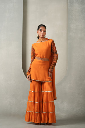 Gehraani Embroided Suit Set with Dupatta - Orange